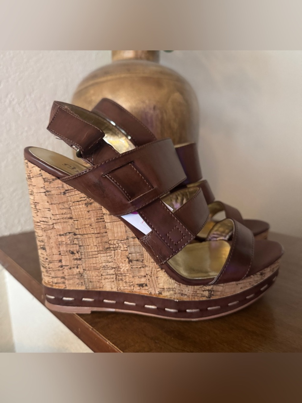 Charles David | brown wedge sandals | 9